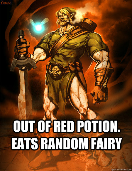 out of red potion. eats random fairy  