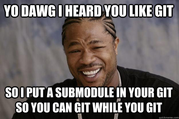 YO DAWG I HEARD YOU LIKE GIT so I put a submodule in your git so you can git while you git  Xzibit meme