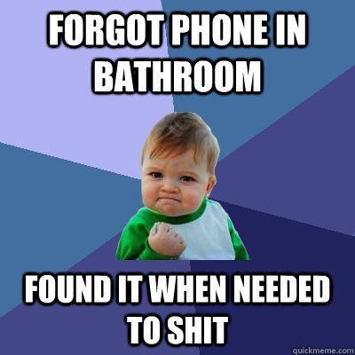 Forgot phone in bathroom found it when needed to shit - Forgot phone in bathroom found it when needed to shit  Success Kid