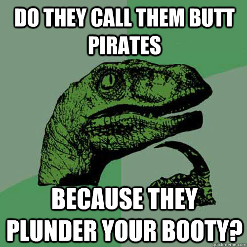 Do they call them butt pirates because they plunder your booty?  Philosoraptor