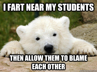 I fart near my students then allow them to blame each other  Popular Opinion Polar Bear