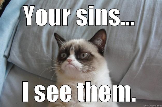 YOUR SINS... I SEE THEM. Grumpy Cat