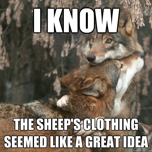 i know the sheep's clothing seemed like a great idea - i know the sheep's clothing seemed like a great idea  Comfort Wolf