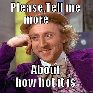 PLEASE,TELL ME MORE          ABOUT HOW HOT IT IS Condescending Wonka