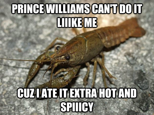 Prince Williams can't do it liiike me cuz I ate it extra Hot and Spiiicy  that fish cray