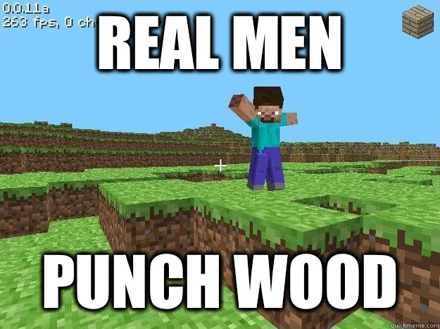 Real men Punch wood - Real men Punch wood  Kickass Minecraft Guy