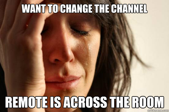 Want to change the channel  Remote is across the room - Want to change the channel  Remote is across the room  First World Problems