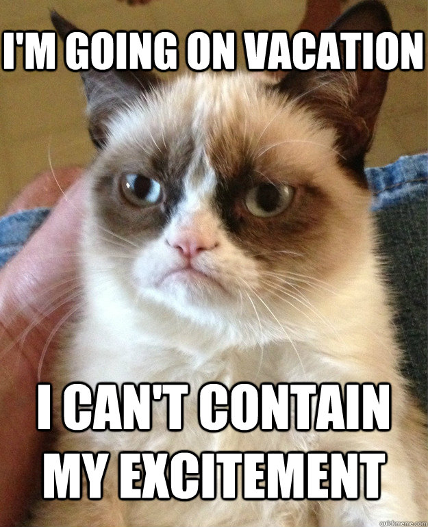 I'm going on vacation I can't contain my excitement  Grumpy Cat