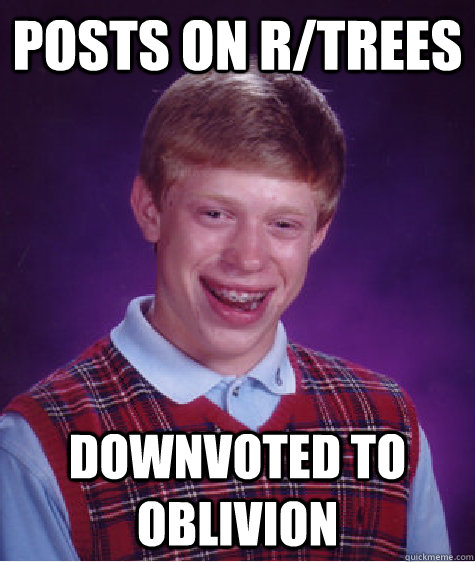 Posts on r/Trees Downvoted to oblivion  Bad Luck Brian