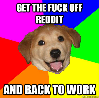 get the fuck off reddit and back to work  Advice Dog