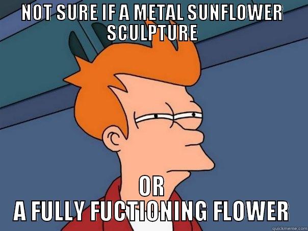 NOT SURE IF A METAL SUNFLOWER SCULPTURE OR A FULLY FUCTIONING FLOWER Futurama Fry