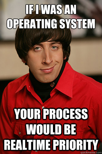 IF I WAS AN OPERATING SYSTEM YOUR PROCESS WOULD BE REALTIME PRIORITY  Howard Wolowitz