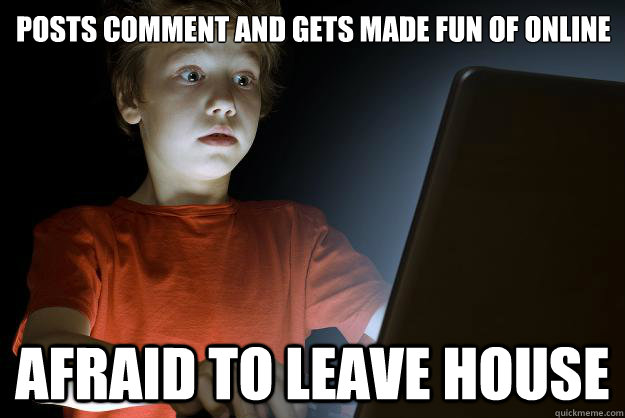 posts comment and gets made fun of online afraid to leave house  