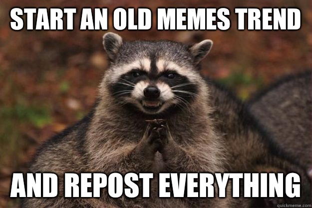 Start an old memes trend And repost EVERYTHING  Evil Plotting Raccoon