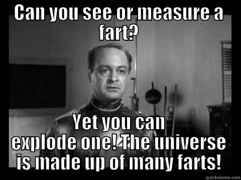 CAN YOU SEE OR MEASURE A FART? YET YOU CAN EXPLODE ONE! THE UNIVERSE IS MADE UP OF MANY FARTS! Misc