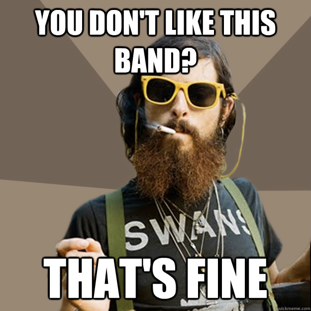 You don't like this band? that's fine  non-ironic hipster