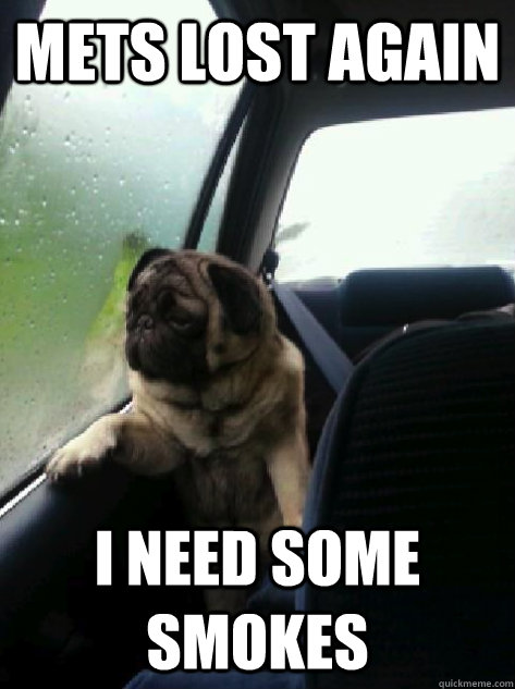 Mets lost again I need some smokes - Mets lost again I need some smokes  Introspective Pug