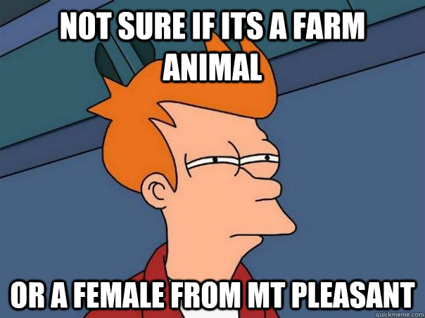 Not sure if its a farm animal Or a female from mt pleasant - Not sure if its a farm animal Or a female from mt pleasant  Futurama Fry