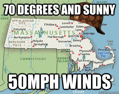 70 Degrees and Sunny 50mph Winds  Scumbag boston