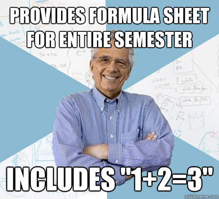 Provides formula sheet for entire semester Includes 