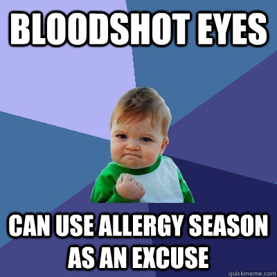 Bloodshot eyes can use allergy season as an excuse  Success Kid