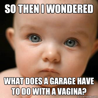 So then I wondered what does a garage have to do with a vagina?  Serious Baby