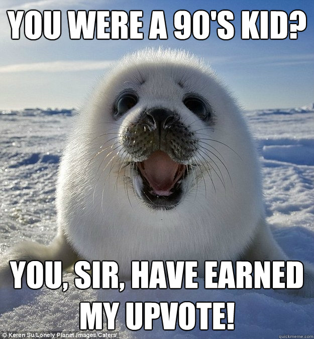 YOU WERE A 90'S KID? YOU, SIR, HAVE EARNED MY UPVOTE! - YOU WERE A 90'S KID? YOU, SIR, HAVE EARNED MY UPVOTE!  Easily Pleased Seal