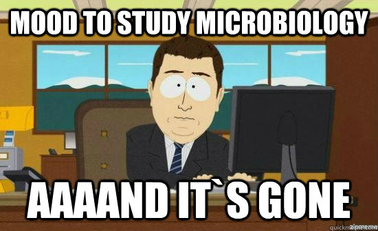 Mood to study microbiology AAAAND IT`S GONE  aaaand its gone