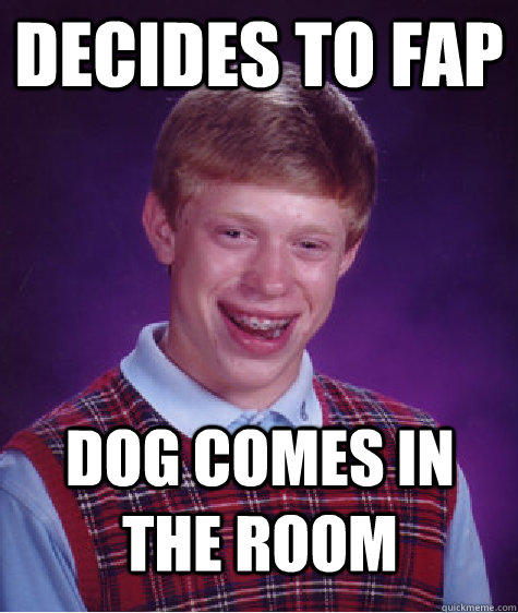 Decides to fap dog comes in the room  Bad Luck Brian