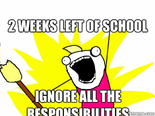 2 weeks left of school ignore all the responsibilities  All The Things