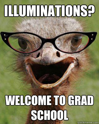 Illuminations? welcome to grad school  Judgmental Bookseller Ostrich