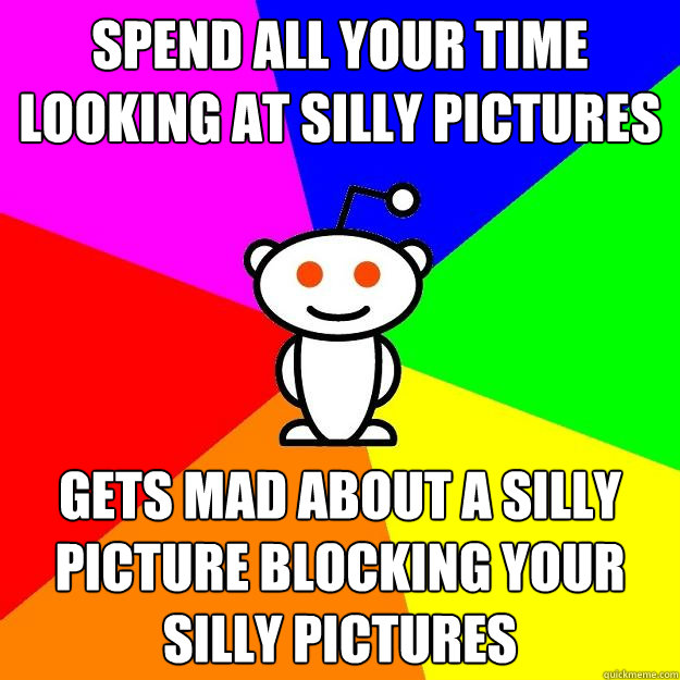 Spend all your time looking at silly pictures Gets mad about a silly picture blocking your silly pictures  Reddit Alien