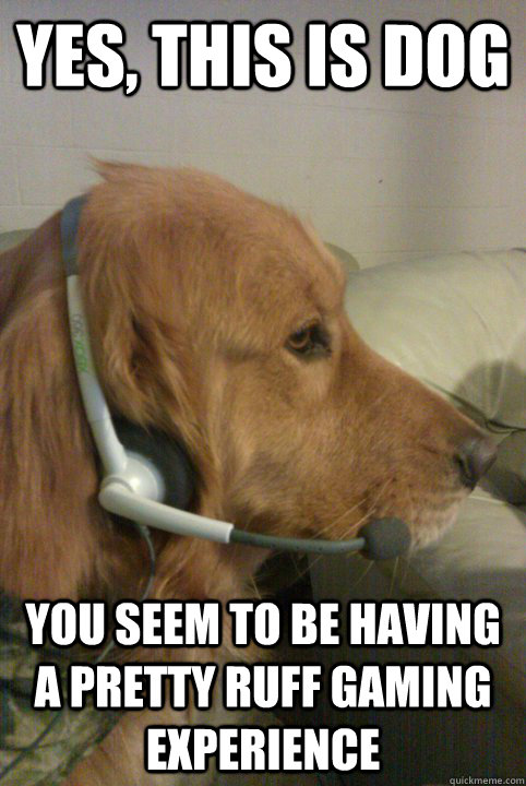 Yes, this is dog you seem to be having a pretty ruff gaming experience  Xbox Live Dog