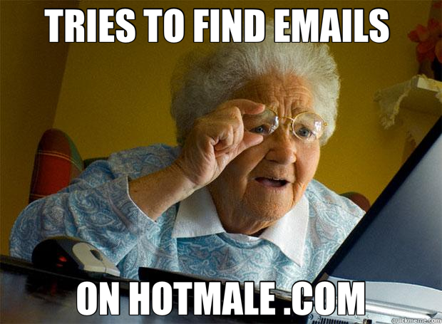 TRIES TO FIND EMAILS  ON HOTMALE .COM  Grandma finds the Internet