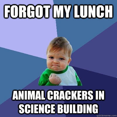 Forgot my lunch animal crackers in science building  Success Kid