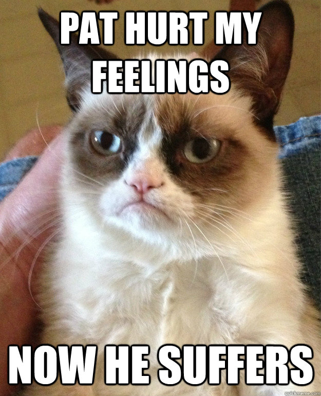 Pat hurt my feelings now he suffers  Grumpy Cat