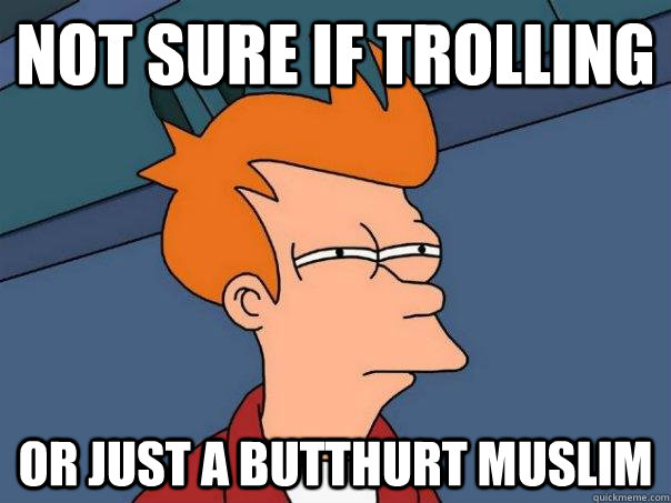 Not Sure if Trolling Or just a butthurt Muslim  Futurama Fry