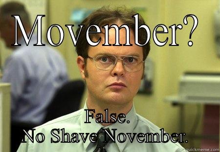 MOVEMBER? FALSE. NO SHAVE NOVEMBER.  Schrute