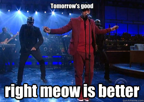 Tomorrow's good right meow is better  