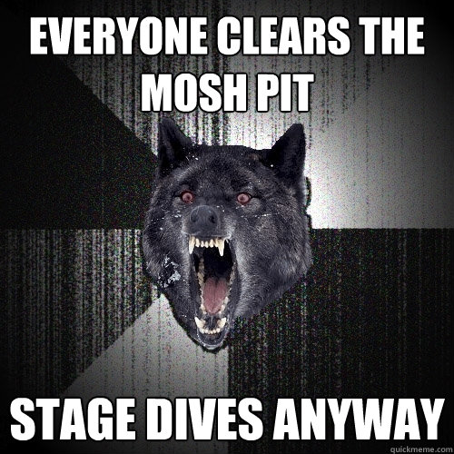 Everyone clears the Mosh Pit Stage Dives anyway  Insanity Wolf