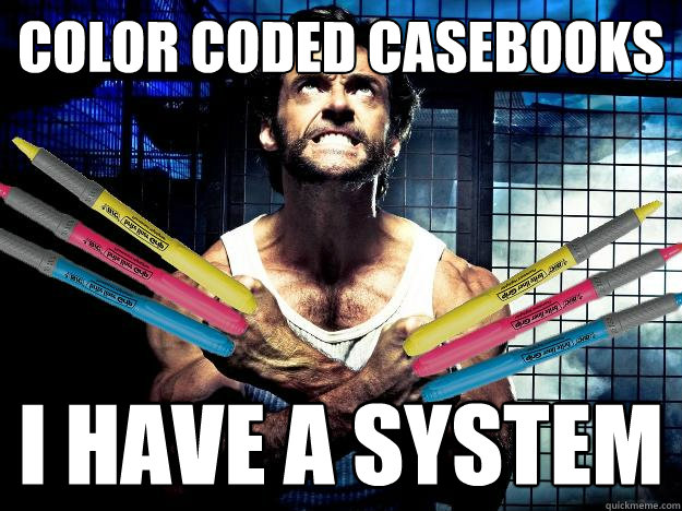 color coded casebooks i have a system - color coded casebooks i have a system  Law School Logan