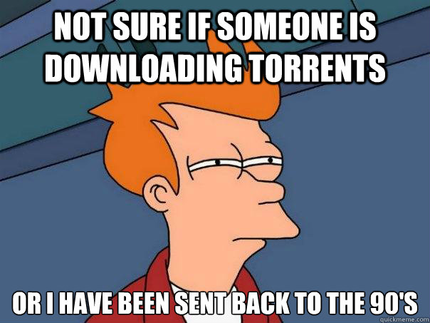 Not sure if someone is downloading torrents Or I have been sent back to the 90's  Futurama Fry