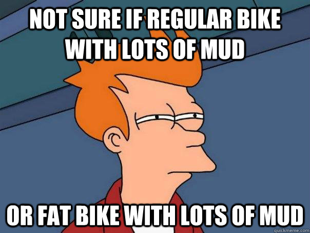 not sure if regular bike with lots of mud or fat bike with lots of mud - not sure if regular bike with lots of mud or fat bike with lots of mud  Futurama Fry