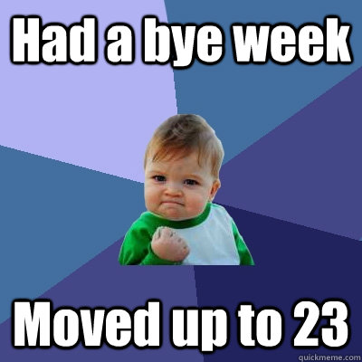 Had a bye week Moved up to 23 - Had a bye week Moved up to 23  Success Kid