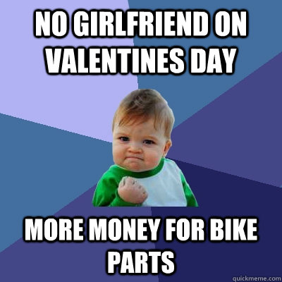 NO GIRLFRIEND ON VALENTINES DAY MORE MONEY FOR BIKE PARTS  Success Kid