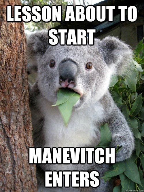 lesson about to start Manevitch enters - lesson about to start Manevitch enters  koala bear