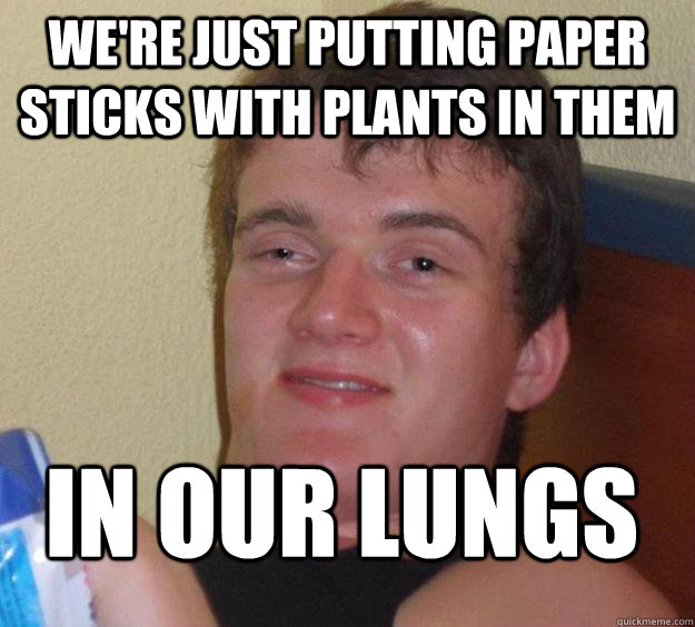 we're just putting paper sticks with plants in them in our lungs  10 Guy