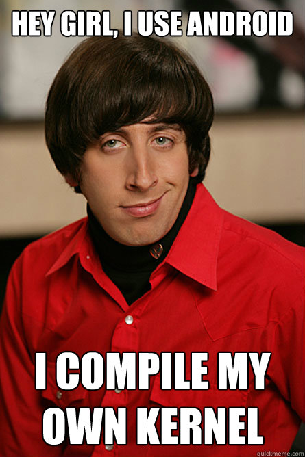 Hey Girl, I use Android I compile my own Kernel  Pickup Line Scientist