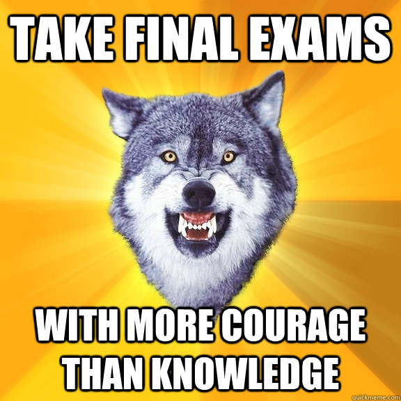 take final exams with more courage than knowledge  Courage Wolf