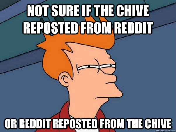 not sure if the chive reposted from reddit or reddit reposted from the chive  Futurama Fry